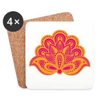 Yoga Ornament India Meditation om Namaste colorful - Coasters (set of 4) - white - Front