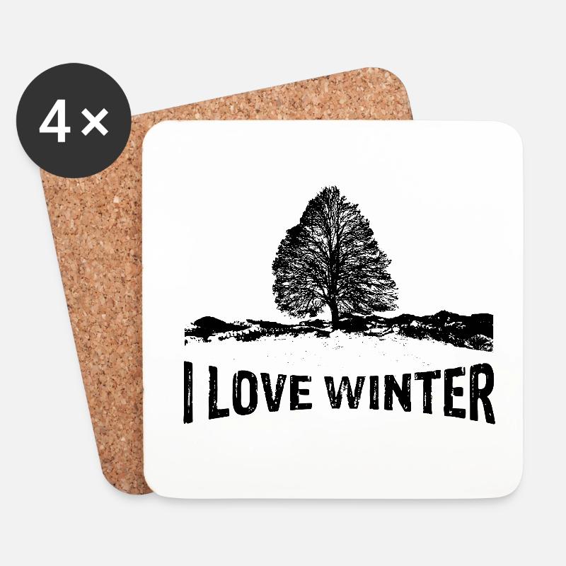 J’adore l’hiver avec un bain stérile - Dessous de verre (lot de 4) - blanc