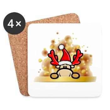 Noël avec le renne Elmondo - Dessous de verre (lot de 4) - blanc - Devant