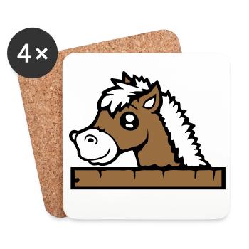 Pferd hinter Zaun versteckt Holz Mauer Stalltür - Untersetzer (4er-Set) - Weiß - Vorne