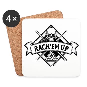 Eight Ball, Rack'em Up, Billiards Player Gift - Coasters (set of 4) - white - Front