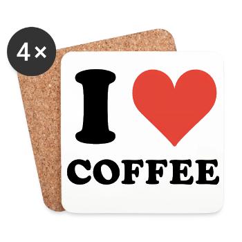 Ich liebe Kaffee Zitat - Untersetzer (4er-Set) - Weiß - Vorne