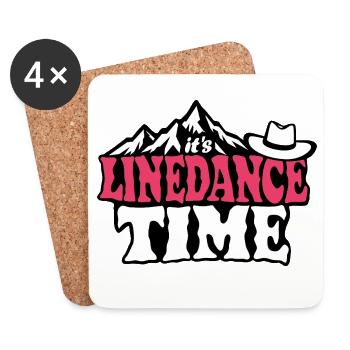It's linedance time, Linedancing, Country Fan - Coasters (set of 4) - white - Front