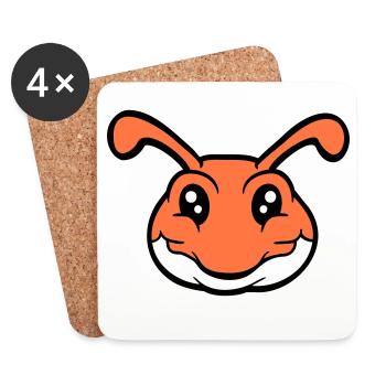 caterpillar smiles sweet cute worm friendly comic - Coasters (set of 4) - white - Front
