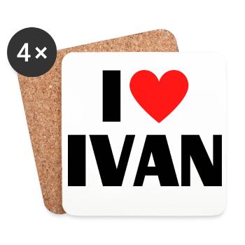 I love Ivan Rotes Herz Liebe Fan Geschenk - Untersetzer (4er-Set) - Weiß - Vorne