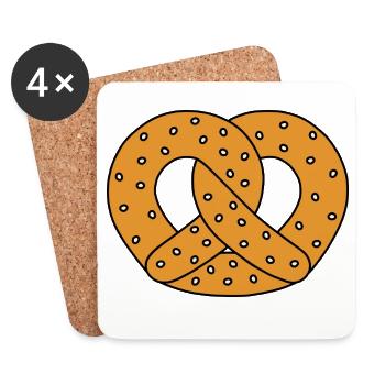 Pretzel with Sesame Seeds Illustration - Coasters (set of 4) - white - Front