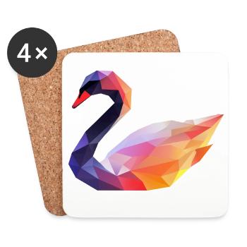 Logo géométrique coloré en forme de cygne - Dessous de verre (lot de 4) - blanc - Devant