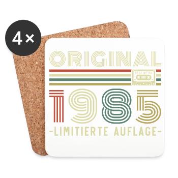 Original 1985 Vintage Vintage Anniversaire Rétro - Dessous de verre (lot de 4) - blanc - Devant