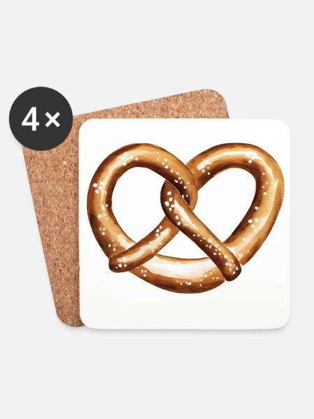 Herzförmige Brezel - Untersetzer (4er-Set) - Weiß