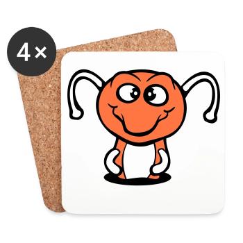 chenille trou au sol doux joli sourire heureux bande dessinée - Dessous de verre (lot de 4) - blanc - Devant