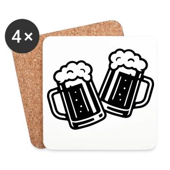 Bier Prost Bierkrug - Untersetzer (4er-Set) - Weiß - Vorne
