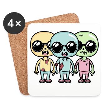 Illustration d'enfants zombies gothiques - Dessous de verre (lot de 4) - blanc - Devant