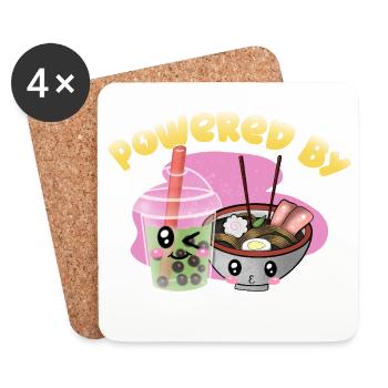 Powered by Ramen - Untersetzer (4er-Set) - Weiß - Vorne