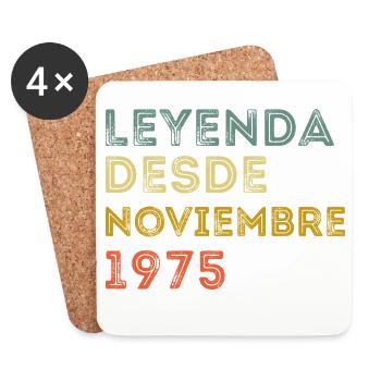 Novembre 1975 Vintage Rétro Anniversaire - Dessous de verre (lot de 4) - blanc - Devant