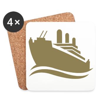 Cruise Ship Silhouette Minimalist Sea - Coasters (set of 4) - white - Front