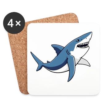 Requin - Dessous de verre (lot de 4) - blanc - Devant