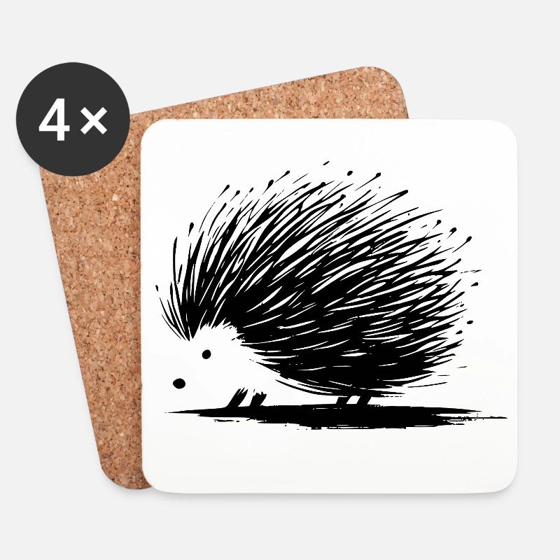 Hedgehog - Coasters (set of 4) - white