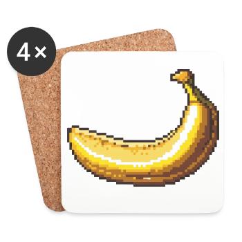 Pixel Banana Retro Pixel Art - Coasters (set of 4) - white - Front