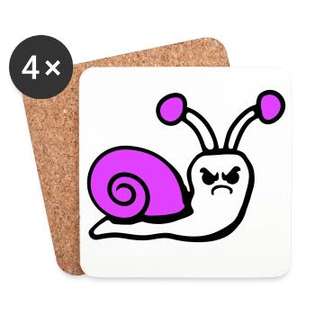 Snail angry angry angry unhappy upset - Coasters (set of 4) - white - Front