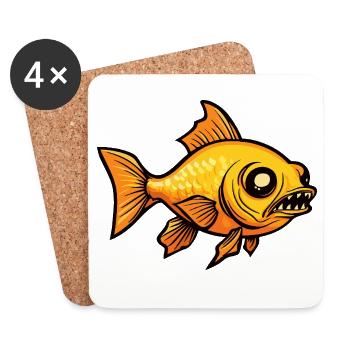 Goldfisch Halloween Comic Zombie - Untersetzer (4er-Set) - Weiß - Vorne