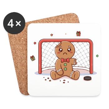 Funny Christmas Hockey Cartoon - Untersetzer (4er-Set) - Weiß - Vorne
