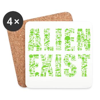 Alien Exists UFO Sci-Fi Shirt - Coasters (set of 4) - white - Front