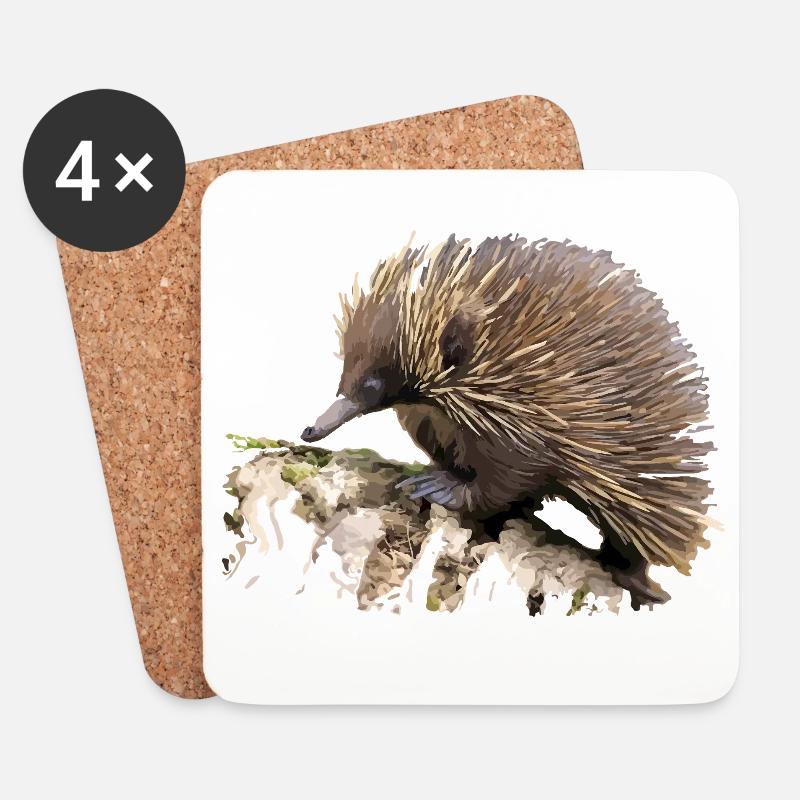 Igel in Aquarell auf Fels - Untersetzer (4er-Set) - Weiß