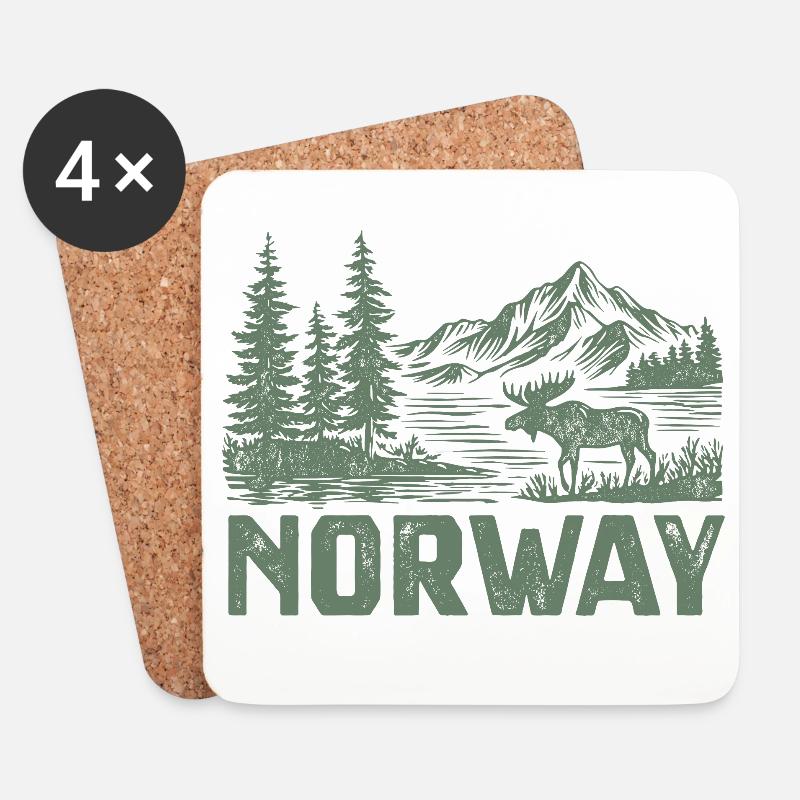 Norwegische Waldlandschaft mit Elch - Untersetzer (4er-Set) - Weiß