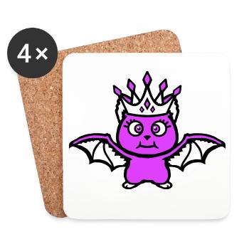 Cute Bat Princess Crown Eyelashes Halloween - Coasters (set of 4) - white - Front