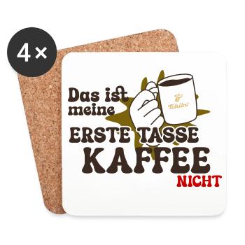 Lustige Kaffeetasse für Kaffeesüchtige - Untersetzer (4er-Set) - Weiß - Vorne
