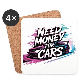 Need Money for Cars – Tuning & Car-Lifestyle - Untersetzer (4er-Set) - Weiß - Vorne