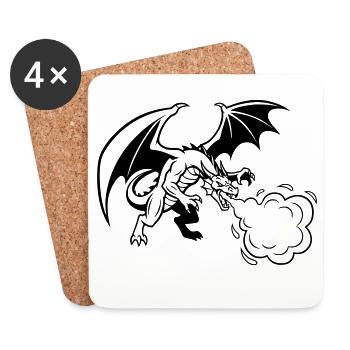Drache_Drachen_Feuer_Gaming_Vektor - Coasters (set of 4) - white - Front