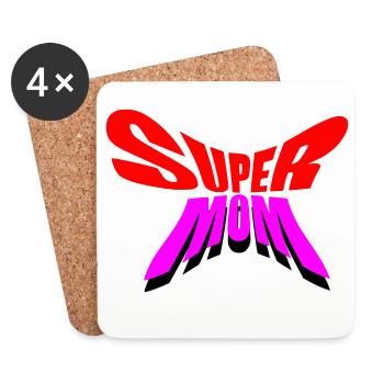 Super Mom / Super Maman - Coasters (set of 4) - white - Front