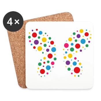 Bunte Punktflügelblüte - Untersetzer (4er-Set) - Weiß - Vorne