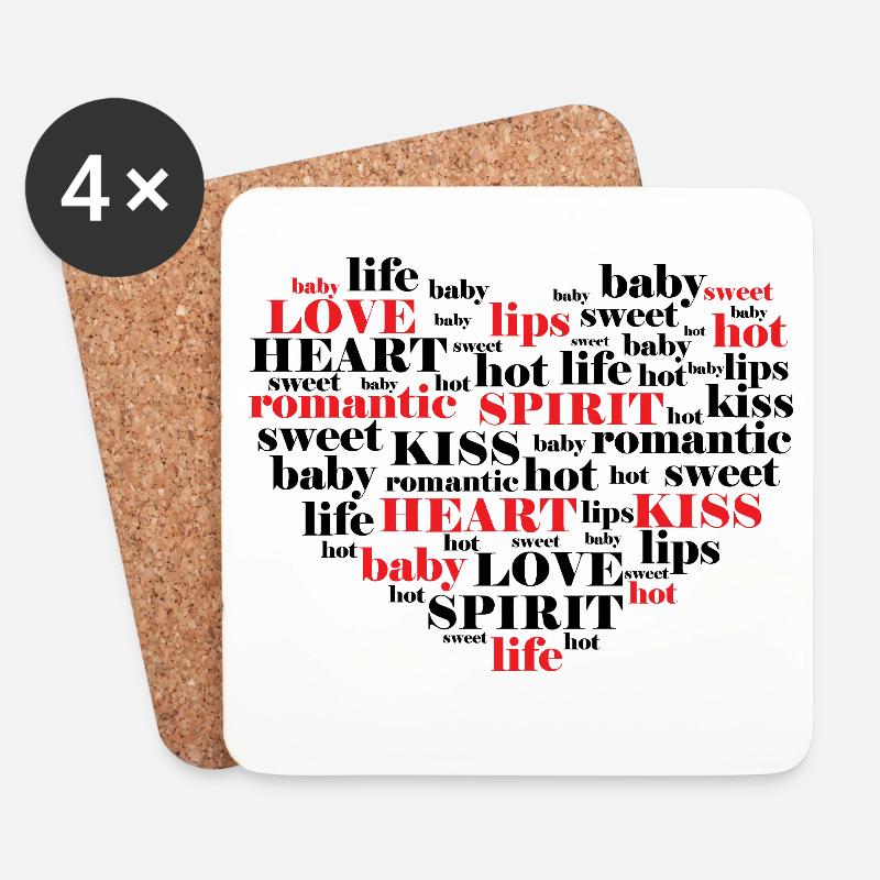 Liebes Typo Collage Herzklang - Untersetzer (4er-Set) - Weiß