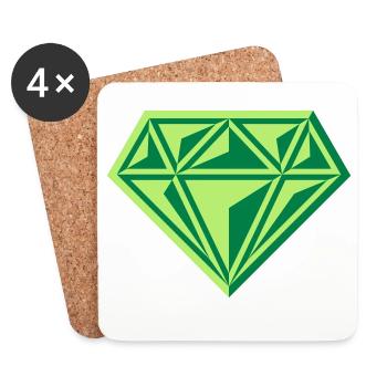 Diamant (pierre précieuse / brillant / symbole / gre / 2C) - Dessous de verre (lot de 4) - blanc - Devant