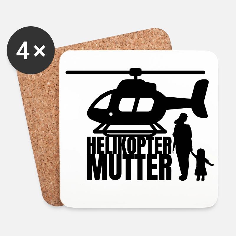 Helikopter Mutter Spruch Humor - Untersetzer (4er-Set) - Weiß