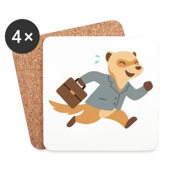 Furet en costume courant avec mallette - Dessous de verre (lot de 4) - blanc - Devant