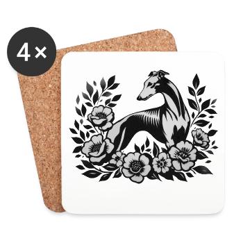 Galgo Stencil Art - Untersetzer (4er-Set) - Weiß - Vorne