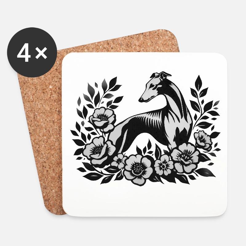 Galgo Stencil Art - Untersetzer (4er-Set) - Weiß