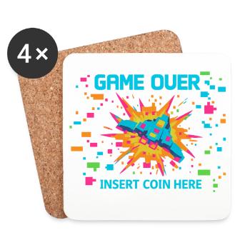 Game Over Neon Arcade Game - Untersetzer (4er-Set) - Weiß - Vorne