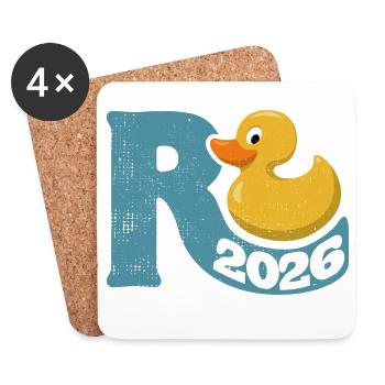 Gummy Duck Pension 2026 - Retirement - Pension - Coasters (set of 4) - white - Front