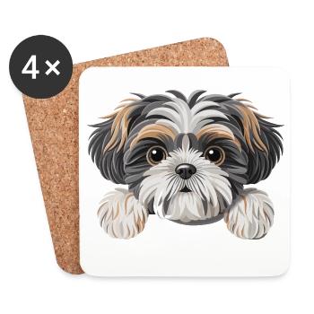 Shih Tzu - Dessous de verre (lot de 4) - blanc - Devant