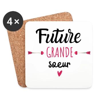 Future grande sœur - idée cadeau annonce grossesse - Dessous de verre (lot de 4) - blanc - Devant