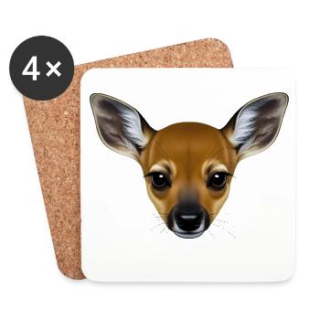 CUTE FAWN - animals - Coasters (set of 4) - white - Front