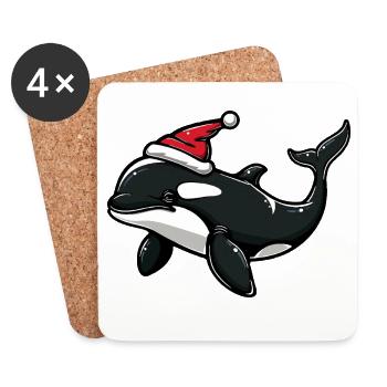 Noël baleine - Dessous de verre (lot de 4) - blanc - Devant