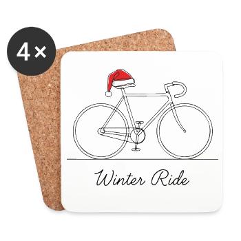 Winter Ride Fahrrad Gliederung - Untersetzer (4er-Set) - Weiß - Vorne