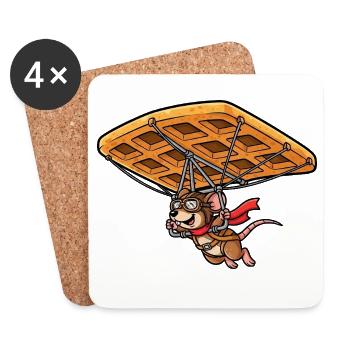 Cute Mouse Flying Pilot Waffle Pastry Candy - Coasters (set of 4) - white - Front