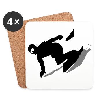 Snowboard Slalom - Untersetzer (4er-Set) - Weiß - Vorne