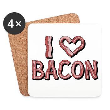 I Heart Bacon Illustration – ICH LIEBE SPECK - Untersetzer (4er-Set) - Weiß - Vorne
